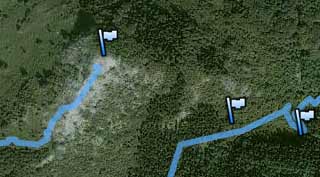 Trazado geogr&aacute;fico y ruta GPS en el mapa